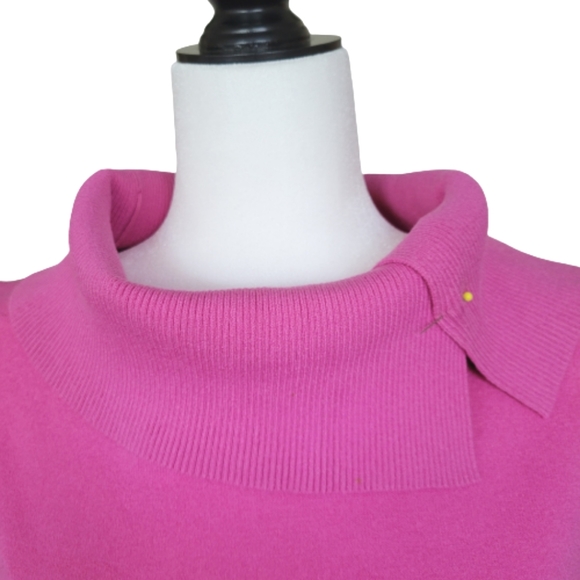 Pink Poodle Vintage Pink Knit Sweater Top Split Cowl Neckline 3/4 Sleeve Sz. L/M - Picture 10 of 13